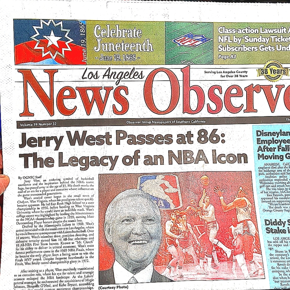 Jerry West Laker Icon The NBA Logo Passes At 86